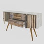 Hanah Home Soporte TV Rústico Blanco y Nogal 122 cm - Mueble TV con 2 Cajones y Estantes - Tablero Melamina